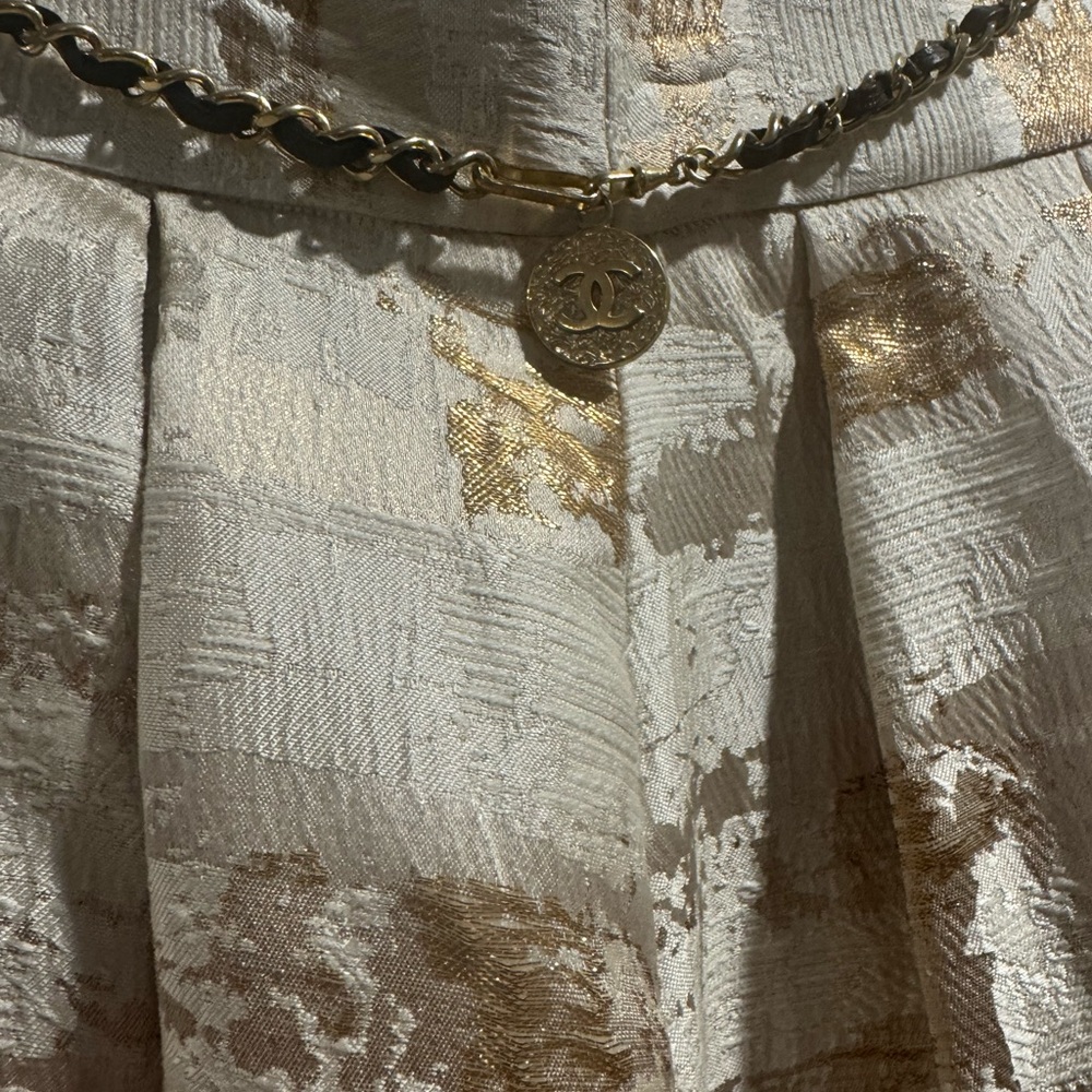 Anthropologie Cream and Gold A-Line Skirt - Picture 3 of 5